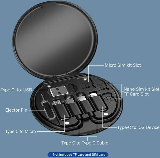 Lenyes 6-in-1 Multi-Functional Storage Box with Multiple Interfaces, Phone Holder, and Data Transfer