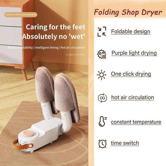 Electric Shoe and Boot Dryer with Smart Timer & Folding Design